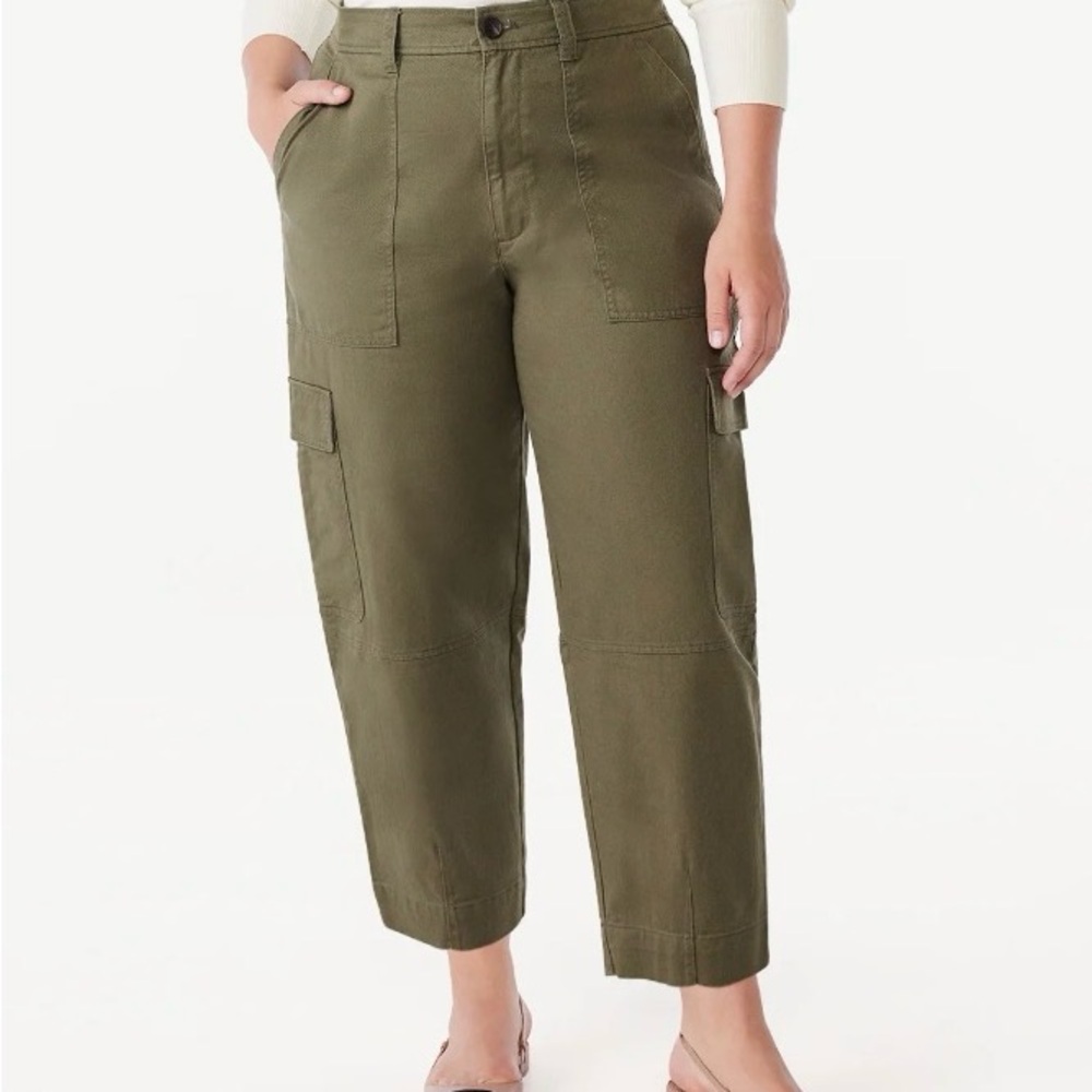 High Rise Barrel Cargo Pants - Kalamata Olive
